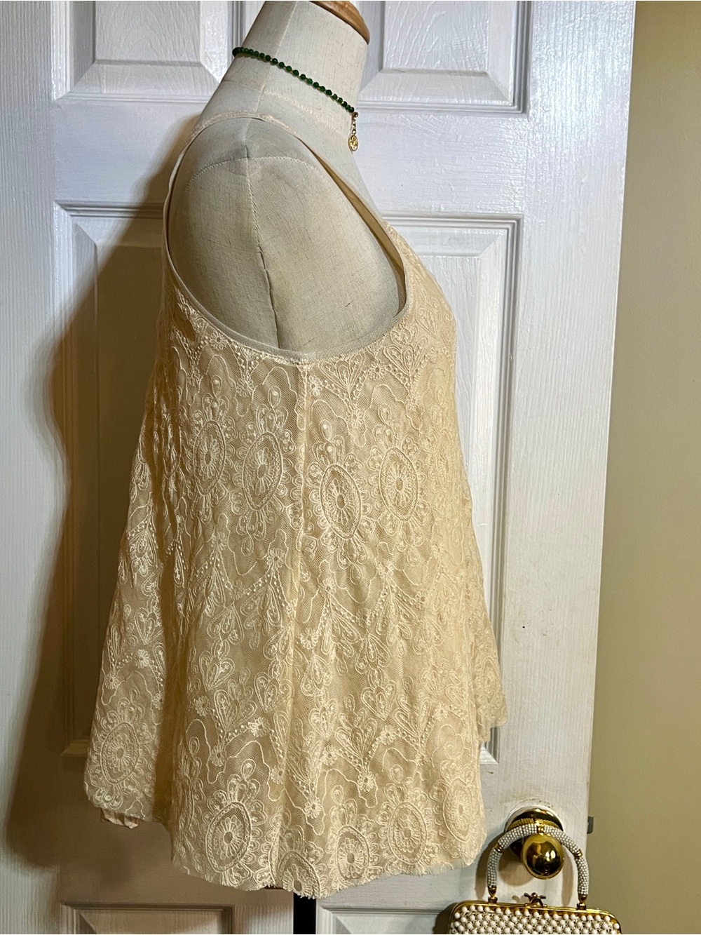 Calypso St Barth Ivory Silk Lace Mesh Embroidery Layered Feminine Cami Top XS - Picture 3 of 8